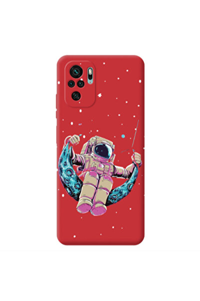 Other Xiaomi Redmi Note 10S Astronaut swinging on the moon Red Colored Silico...