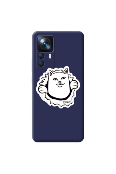 Other Xiaomi Mi 12T White cat Dark blue Colored Silicone TPU Θήκη