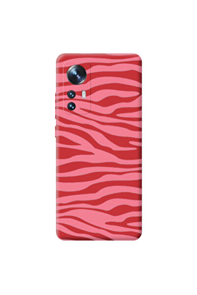 Other Xiaomi Mi 12 Pink Zebra Red Colored Silicone TPU Θήκη
