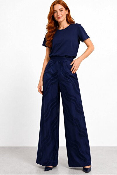 FTZ WOMEN Kadın Jakar Pantolon Lacivert 31452