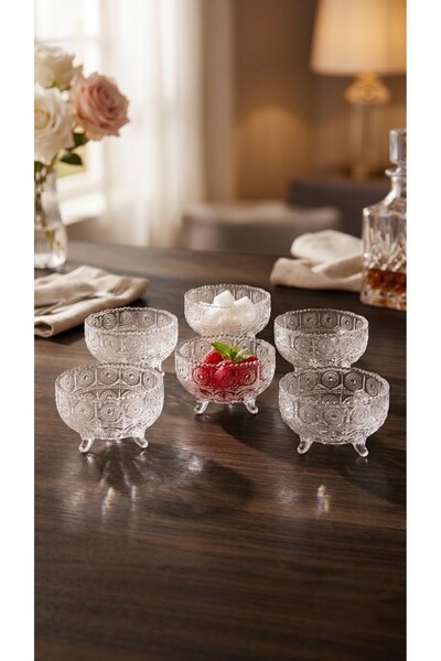 LUXURY 6-Piece Glassware Set Dream Bowl for Ice Cream and Hospitality for Nut...