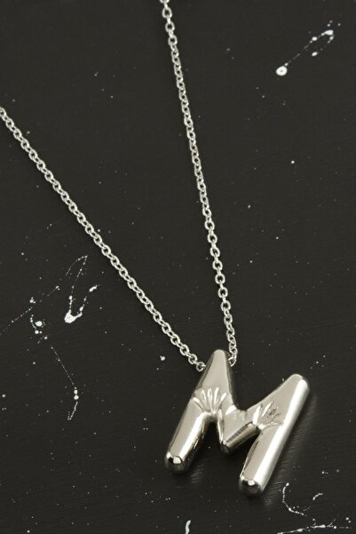 ZERO LAND Spt-Gld Letter m Balloon (231059) Necklace-Silver Color