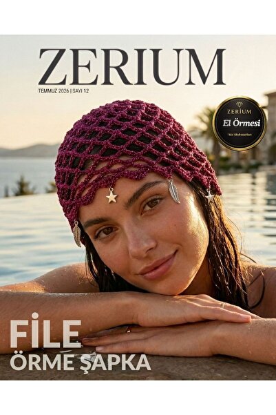 ZERİUM Handmade Women's Knitted Bohemian Hat Beach Club Style Star and Leaf F...