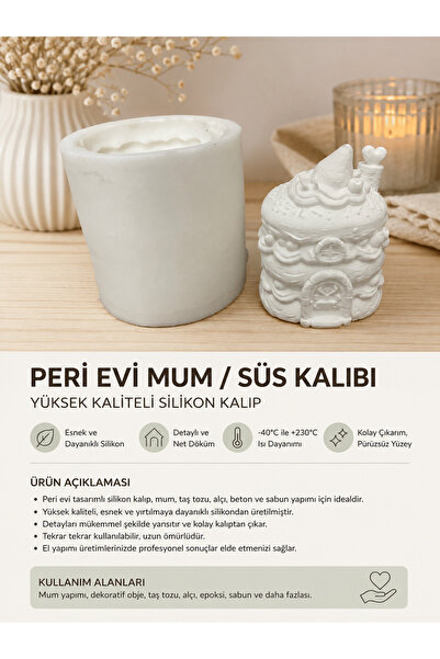 HobiCraft Market Peri Evi Silikon Kalıp – Mum, Taş Tozu, Alçı, Epoksi ve Sabu...