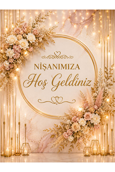 lagun reklam Nişan Karşılama Brandası – Nişanımıza Hoş Geldiniz (150x200 cm)