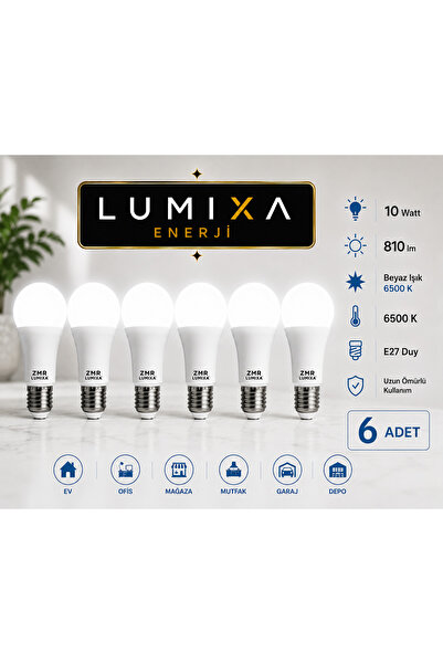 ZMR LUMIXA 10 WATT 810 LM BEYAZ RENK AMPUL 6 ADET