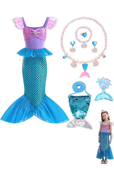 GGEROU Little Girls Mermaid Princess Costume Party Dress For Kids Mermaid Cos...
