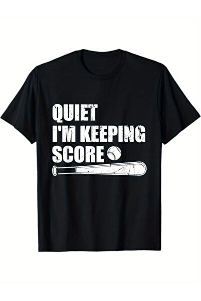 BASEPULSE تي شيرت رجالي للجنسين بطبعة "Quiet I'm Keeping Score" - تي شيرت ريا...