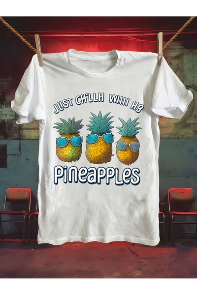 12 Teknoloji Men'S Pure Short Sleeve T-Shirt, Featuring Fun Pineapple Sunglas...