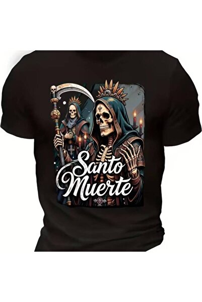 212Wear Pure Gothic Skull Pattern T-shirt Y2K Street Hip-Hop Style Religious ...