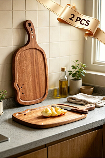 Selirxy 2 Pcs Wooden Cutting Board & Serving Tray 2-in-1 – Double-Sided Use, ...