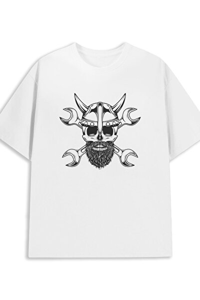 BASEPULSE Viking Skull T-Shirt Skeleton T-shirts Graphic T Shirts Mens 180G 1...