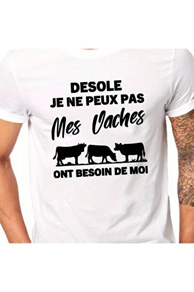 STITCHLY تي شيرت رجالي بتصميم فرنسي مطبوع عليه عبارة "Desole, I Can't Knives ...