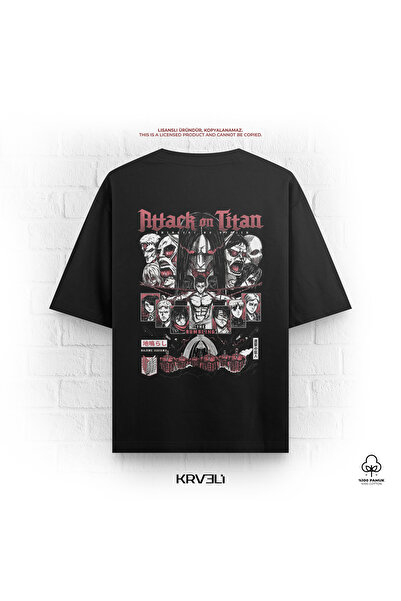 krvelistore Attack On Titan The Rumbling Baskılı Oversize Tişört Siyah %100 P...