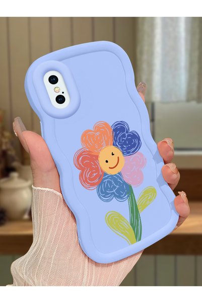 Hontinga iPhone XS Compatible Case Camera Protector Blue Silicone Couple Phon...