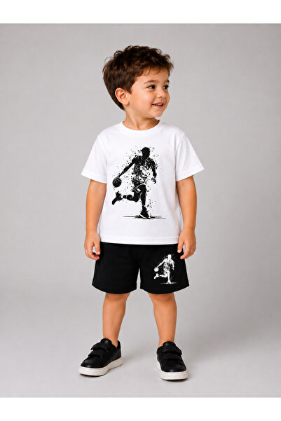 Eşofmancım Boy's Summer Sweat-Proof Combed Cotton Suit with Shorts