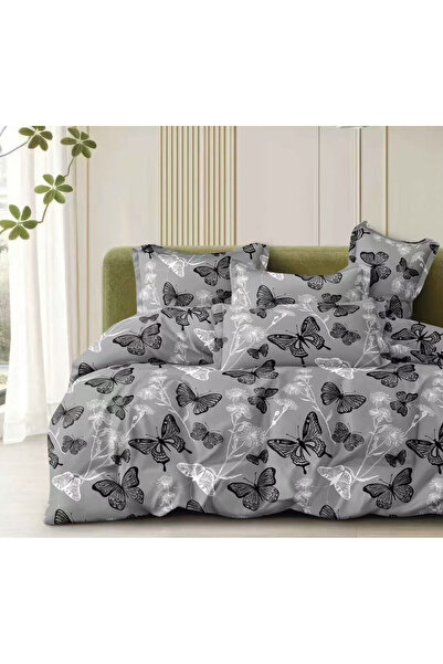 Pucioasa Lenjerie Pat Dublu, Bumbac Satinat Premium, 4 Piese, 240 × 250 cm, G...