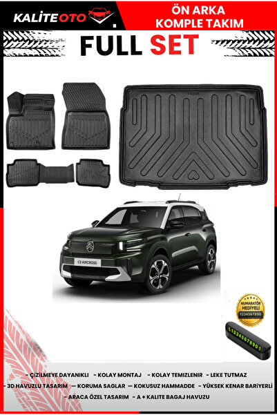 ko kaliteoto Citroen C3 Aircross Elektrikli 2026 Model Alt 3D Bagaj Havuzu Ve...