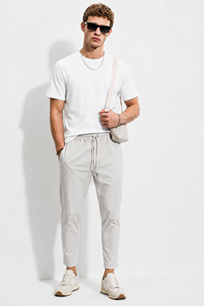 VENA Men's Alfred Elastic Waist Gabardine Trousers - Light Blue