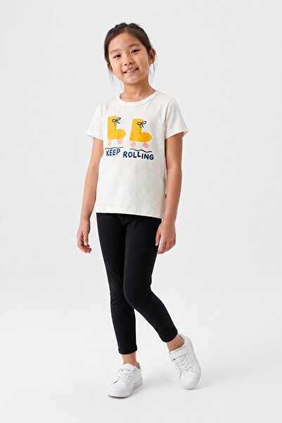 Perendi Girl's Cotton Printed Casual Leggings Set