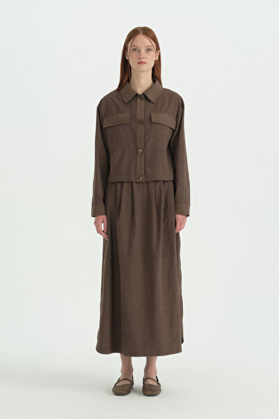 Nihan Stripe Detailed Modal Jacket - Brown