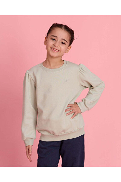 REDTAG Girls Green & Charcoal Mélange Sweatshirt Pack Of 2