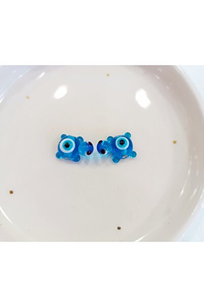 ADAMODART Handmade Murano Glass Evil Eye Beaded Turquoise Turtle Beads (2 Pie...