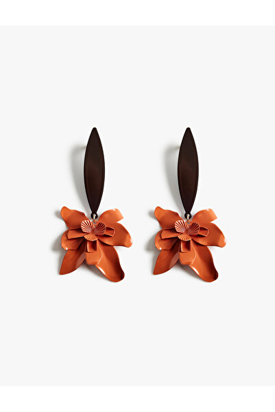Koton Large Size Steel Dangle Floral Earrings - X Melis Ağazat
