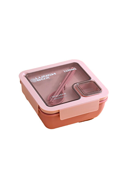 STAR BABiES - Lunch Box With 2 Compartments, Spoon And Fork - Pink - 1100ml