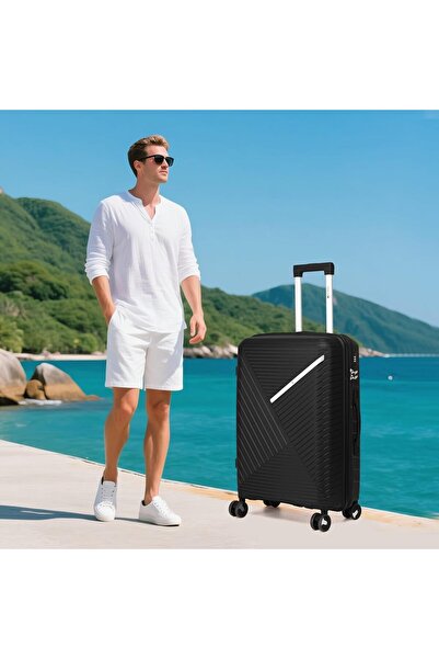 Home Smart HomeSmart Xplorer Premium Luggage Set, 3-Piece (PP) Hard shell Suitcases Durable Lightweight Scratch Resistant with 360 Rotatable wheel Smooth & Strong Trolley Lock with handle (Black)