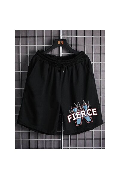 COZYWEAR Fierce Printed Black Shorts
