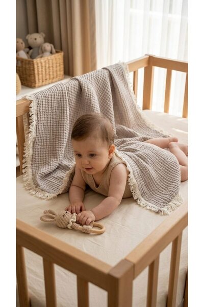 MYLASA HOME Oeko-Tex Certified Organic Cotton Muslin Baby Quilt Double-Sided 100X150 cm