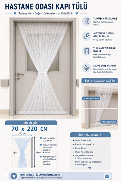 HAPPYLOOPPARTY White Tulle Hospital Room Door Decoration 70X220 cm Baby Boy B...