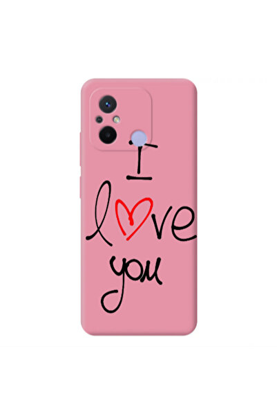 Other Xiaomi Redmi 12C i love you Pink Colored Silicone TPU Θήκη