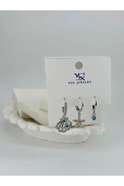 Inure Jewelry Sea Shell Detailed Triple Combination Earrings - Kp00538