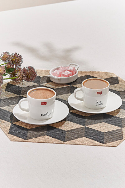Paşabahçe Nasip Kismet Porcelain 2-Piece Cup Set, Cup