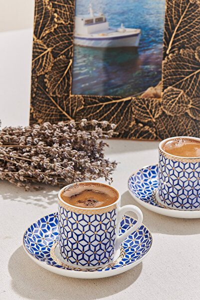 Paşabahçe Nezaket Porcelain Espresso Cup Set of 2 Blue, Espresso Cup