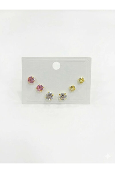 Inure Jewelry أقراط سوليتير متعددة الألوان - Kp00643