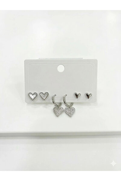 Inure Jewelry Six-Piece Earrings with Dangling Heart Detail - Kp00636