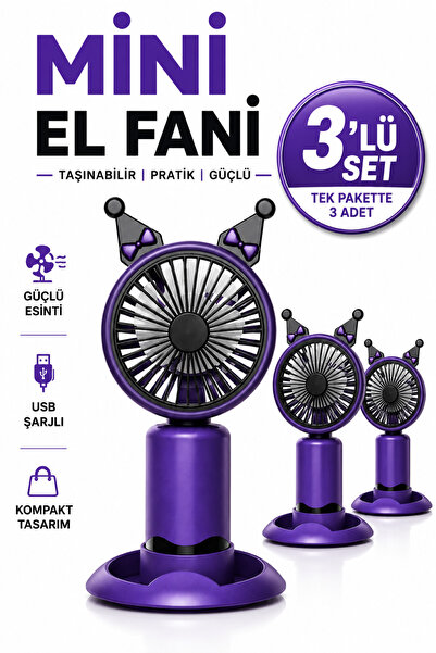 RAYLAX Mini El fan Şarjlı Kulaklı Telefon Standlı Taşınabilir Mini Fan Sogutucu