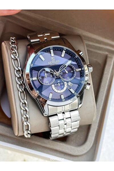 Reward Functions Active, in Stylish Box, Silver Steel Cord, Navy Blue Dial, M...