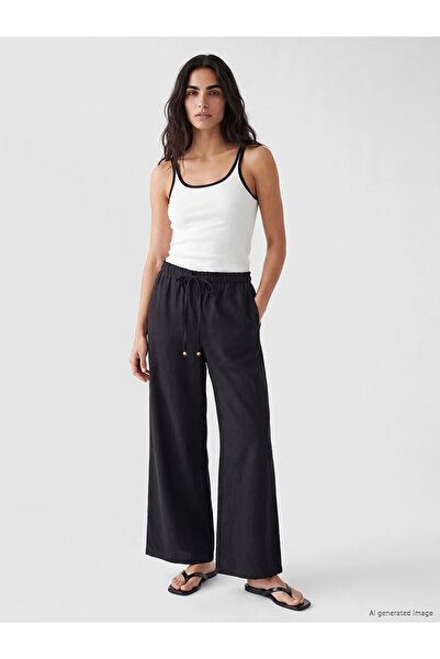 LC Waikiki Trendlucky Women's Wide Leg Pants with Elastic Waist and Differenc...