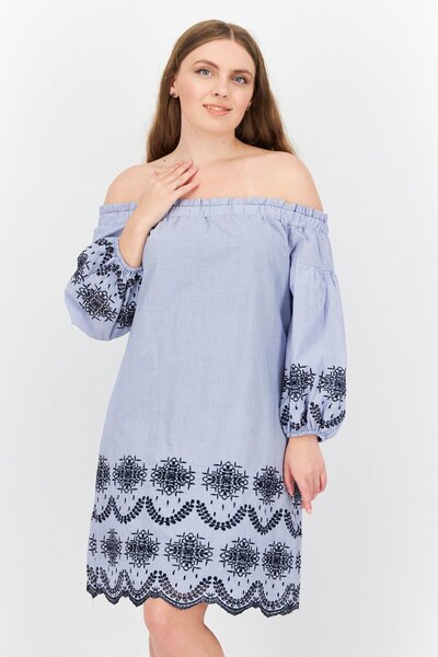 Vince Camuto Women Micro Striped Mini Dress, Blue