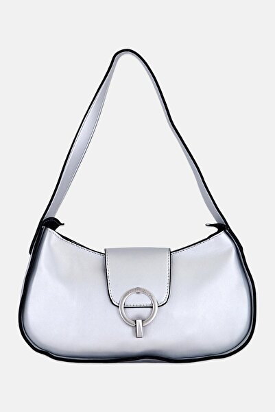 French Connection Women Brand Logo Shoulder Bag, Silver