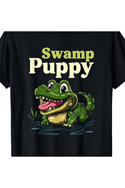 BASEPULSE تي شيرت برسومات فنية ممتعة على شكل تمساح لطيف من Swamp Puppy