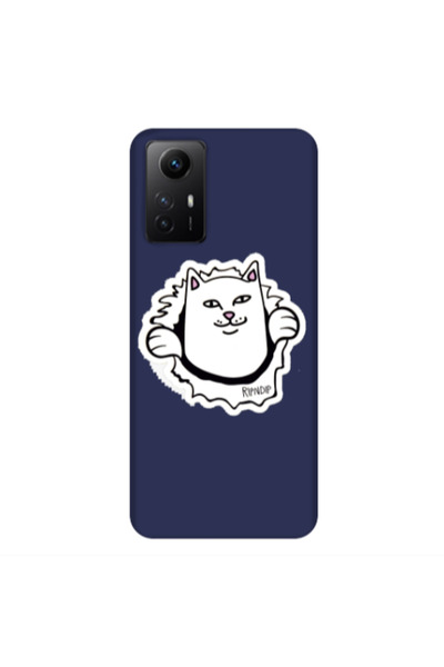 Other Xiaomi Redmi Note 12s White cat Dark blue Colored Silicone TPU Θήκη