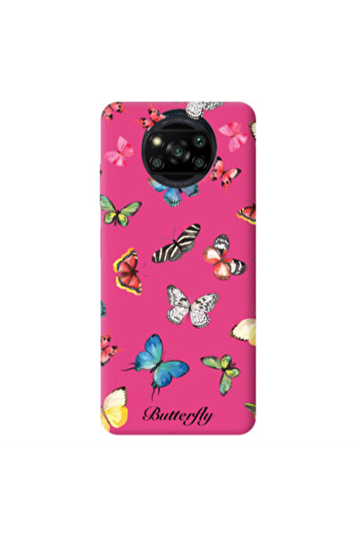 Other Xiaomi Poco X3 /X3 Pro Mixed Butterflys Fuchsia Colored Silicone TPU Θήκη