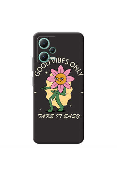 Other Xiaomi Redmi Note 12 Pro 5G Good Vibes Only Black Colored Silicone TPU ...
