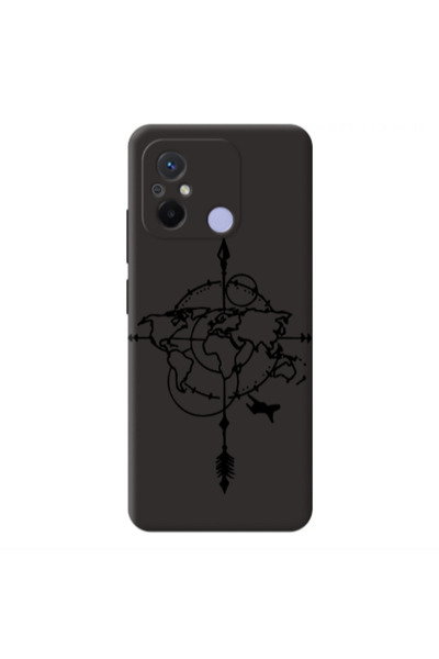 Other Xiaomi Redmi 12C Old Map Black Colored Silicone TPU Θήκη