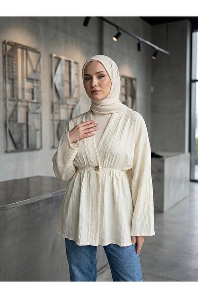 Foremia كارديجان بتفاصيل أزرار بلون الفراولة - حجري